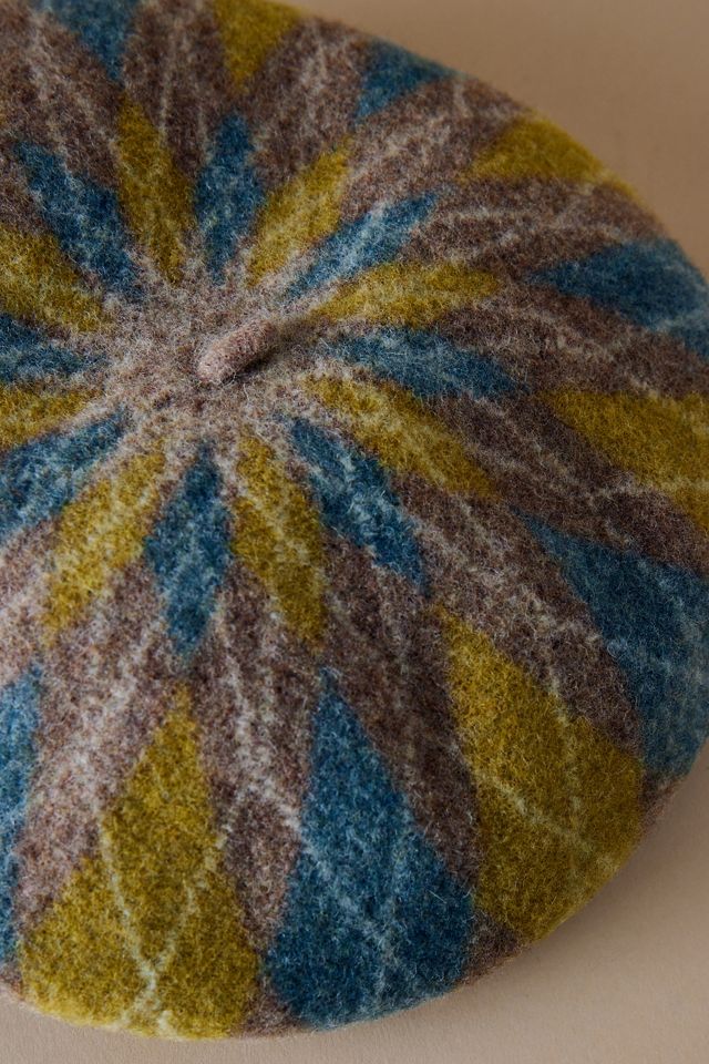 Béret en laine à carreaux diamant #3