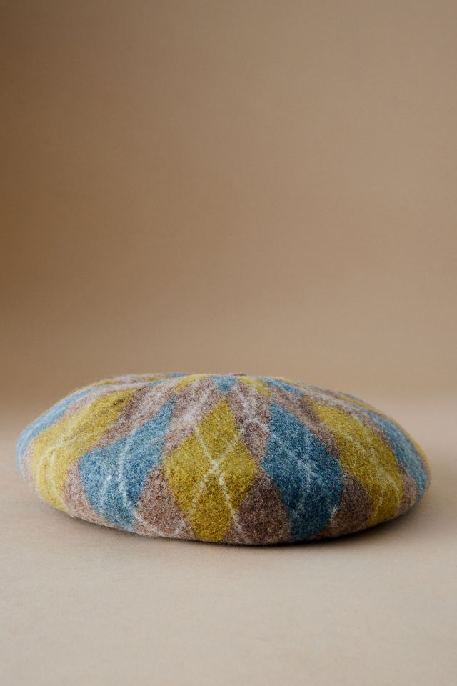 Béret en laine à carreaux diamant #1