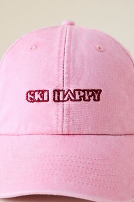 Ski Happy Embroidered Baseball Cap