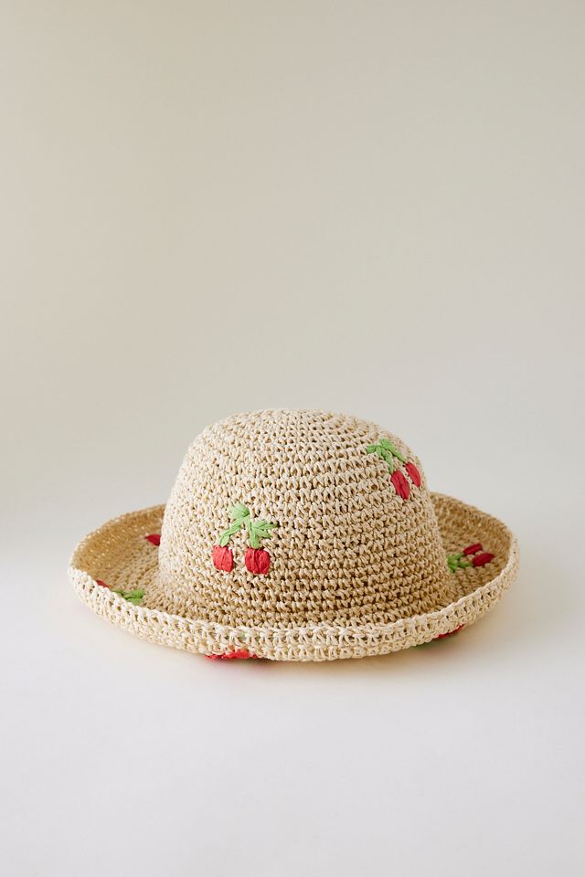 Chapeau Cloche en Paille Cerise #2
