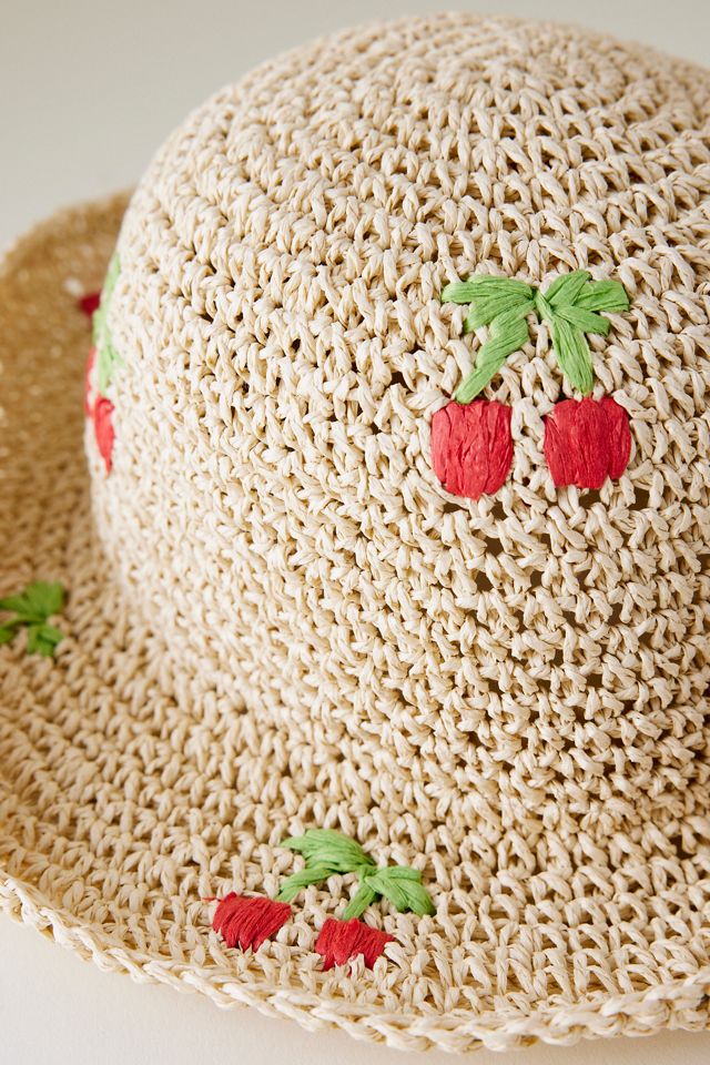 Chapeau Cloche en Paille Cerise #3