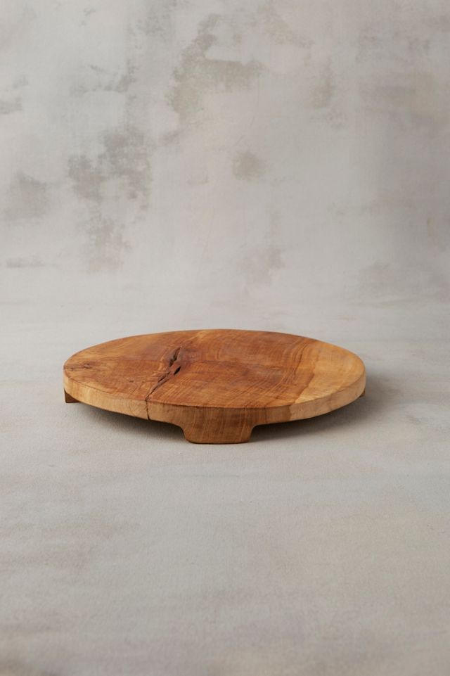 Reclaimed Wood Round Footed Serving Board