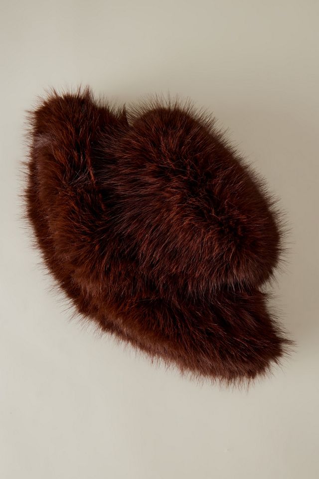 Anthropologie Maeve Faux Fur Bucket Hat - NWT - ESPRESSO BROWN REVERSIBLE Maeve Crochet Faux Fur Bucket Hat | Anthropologie main image 4