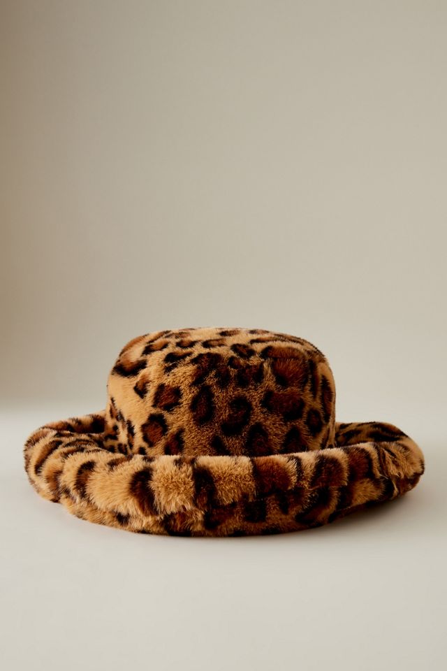 By Anthropologie Faux Fur Leopard Bucket Hat #3
