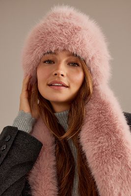 By Anthropologie Faux Fur Cossack Hat In Pink