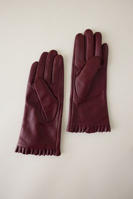 Frill-Edge Leather Gloves