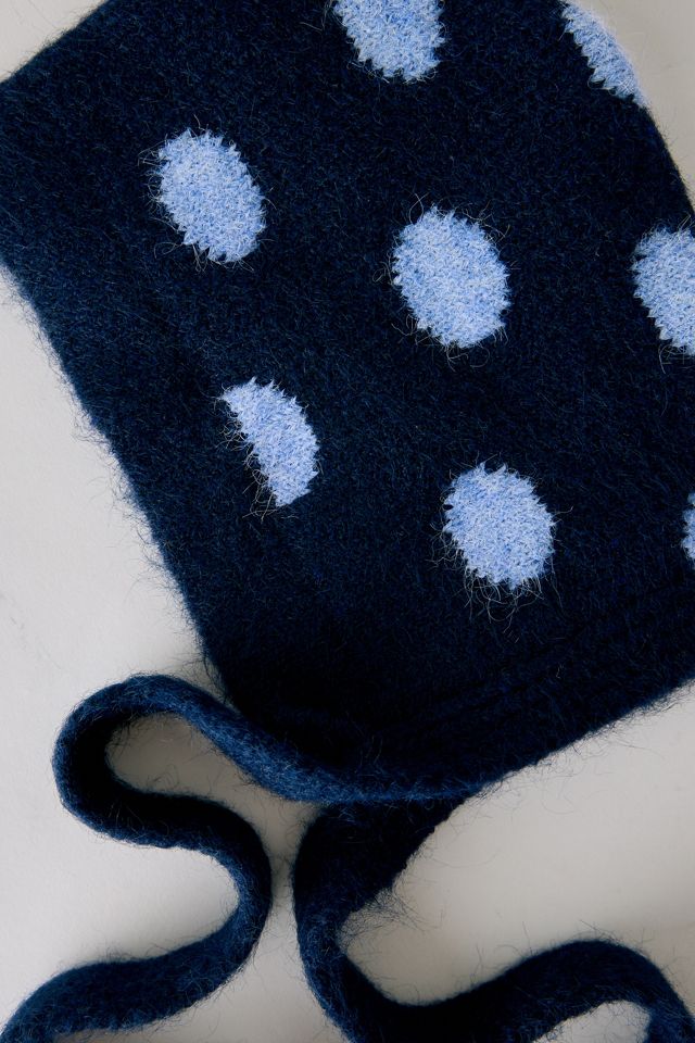 Polka Dot Knit Tie Bonnet #1