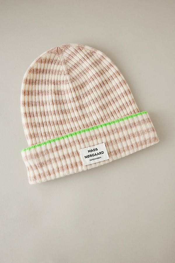 Mads Norgaard Ribbed Stripe Logo Beanie Hat