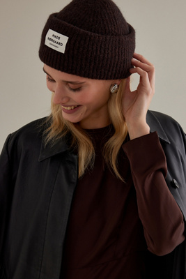 Mads Norgaard Logo Ribbed Wool-Blend Beanie Hat | Anthropologie UK
