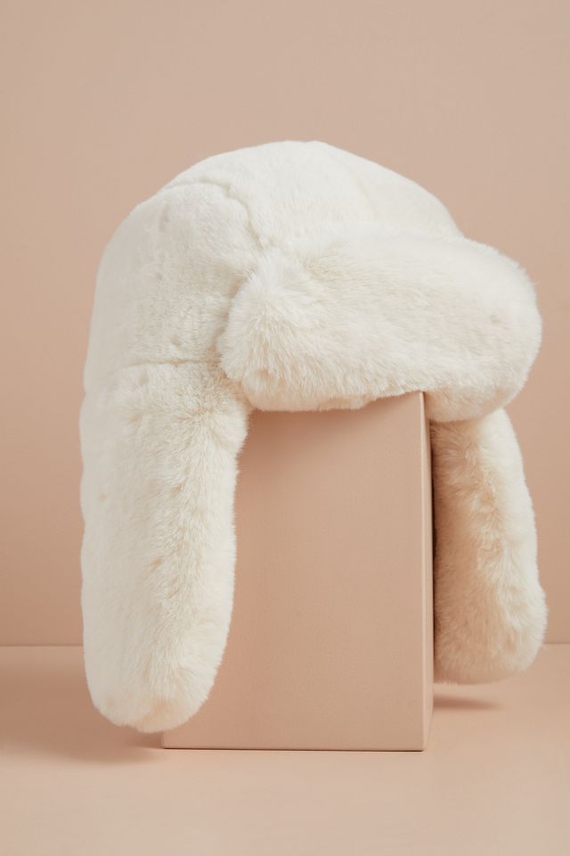 Anthropologie Fluffy Trapper Hat - ivory Anthropologie Cable Knit Faux Fur Trapper Hat | Mercari main image 2