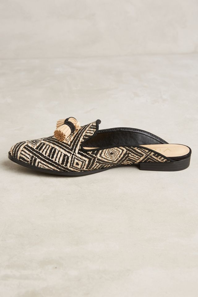 Vicenza Raffia Tassel Slides #2