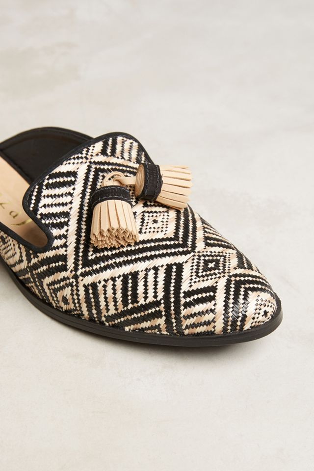 Vicenza Raffia Tassel Slides #3