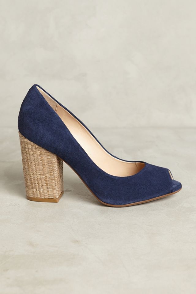 Vicenza Raffia-Heel Peeptoe Pumps #1