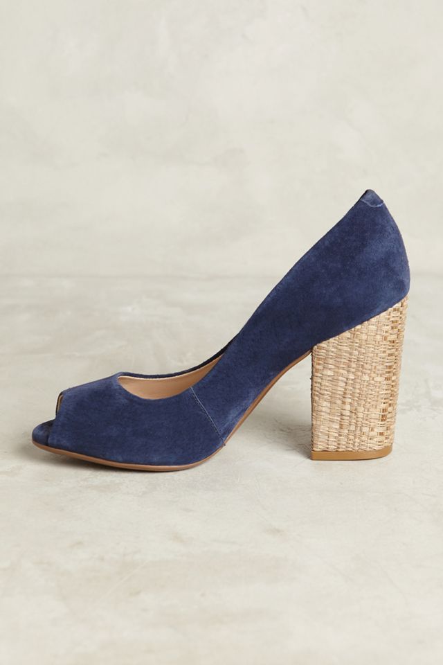 Vicenza Raffia-Heel Peeptoe Pumps #2