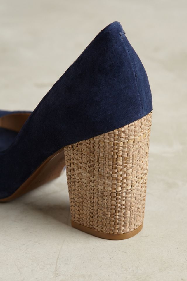 Vicenza Raffia-Heel Peeptoe Pumps #4