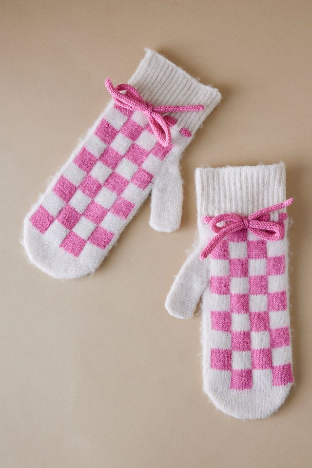 Damson Madder Check Mittens | Anthropologie UK