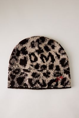 Gorro de Leopardo de Lana y Cachemira Damson Madder