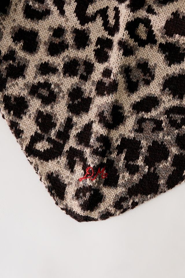 Damson Madder Wool-Cashmere Leopard Triangle Scarf #2