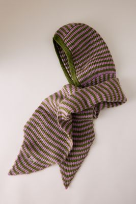 Capucha de Punto 100% Lana a Rayas Damson Madder