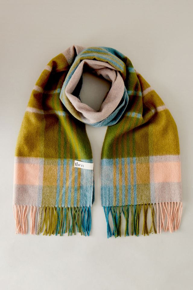 The Tartan Blanket Co. Oversized Check Tassel Wool Scarf Anthropologie UK