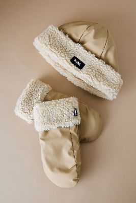 Shop Rains Puffer Fleece Mittens In White