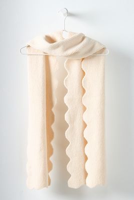 Shop Maeve Scallop-edge Scarf In Beige