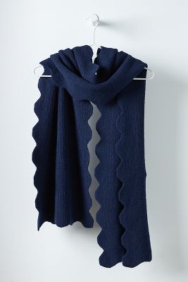 Shop Maeve Scallop-edge Scarf In Blue