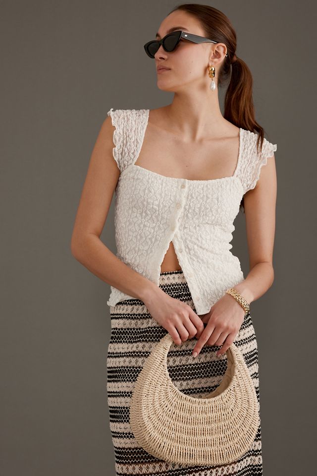 By Anthropologie Raffia Menorca Circle Shoulder Bag #2