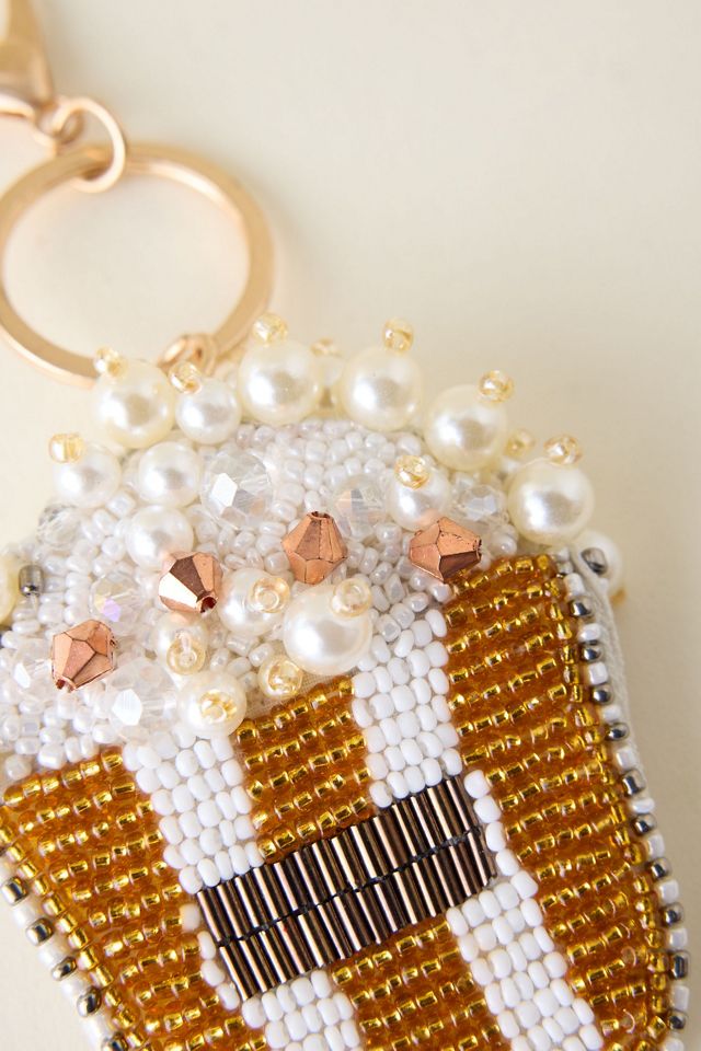 Beaded Popcorn Bag Charm #1