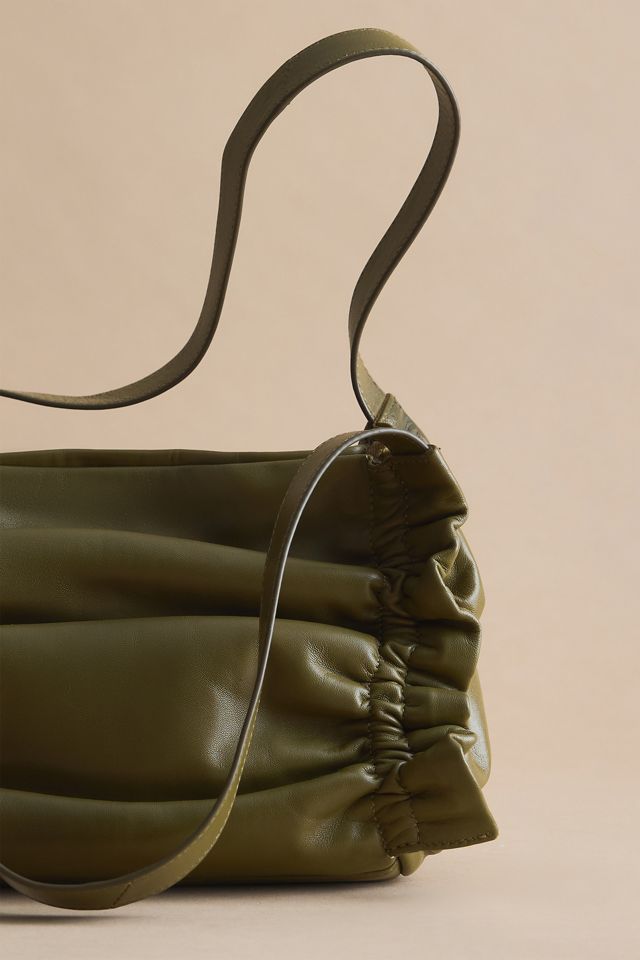 Bolso de Hombro de Cuero Fruncido #1