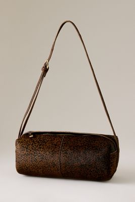 Hair-On Leather Leopard Barrel Bag