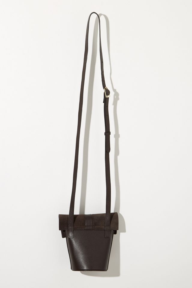 Mini sac à bandoulière en daim bordé de cuir #1