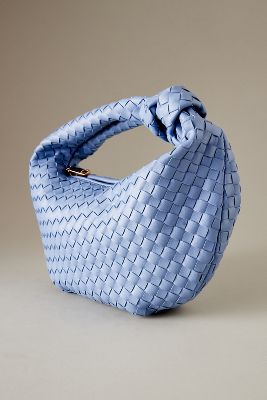 Melie Bianco Larissa Woven Faux-leather Shoulder Bag In Blue