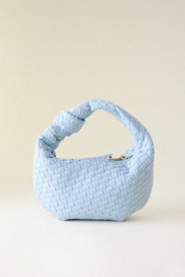 Melie Bianco Larissa Woven Faux-leather Shoulder Bag In Blue