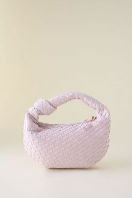 Bolso de Hombro Tejido de Cuero Sintético Larissa de Melie Bianco