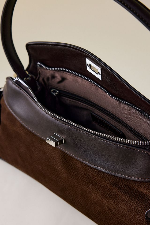 Melie Bianco Mixed Material Top Handle Shoulder Bag #4