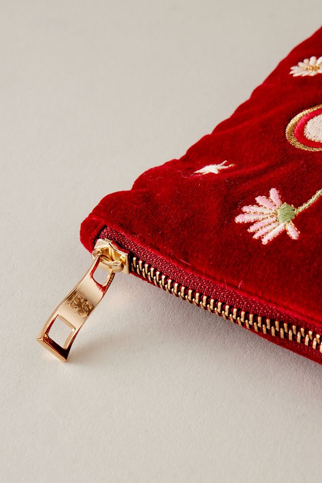 Elizabeth Scarlett Love Embroidered Velvet Makeup Bag #1