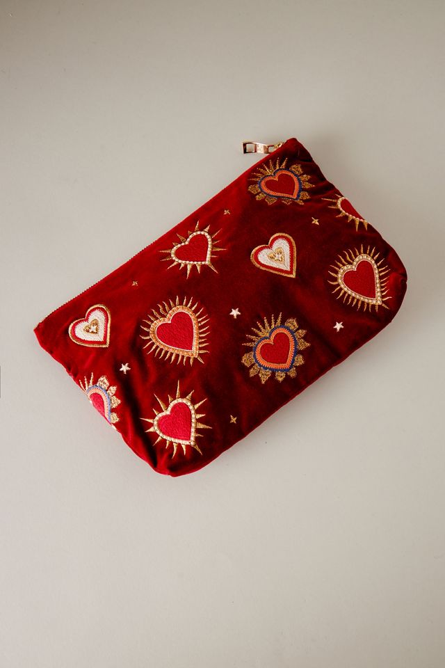 Elizabeth Scarlett Heart Embroidered Makeup Bag #1
