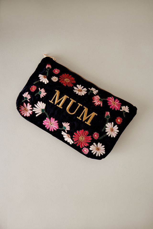 Trousse de Maquillage en Velours Brodé Maman Elizabeth Scarlett #1