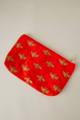 Elizabeth Scarlett Bee Velvet Everyday Purse In Red