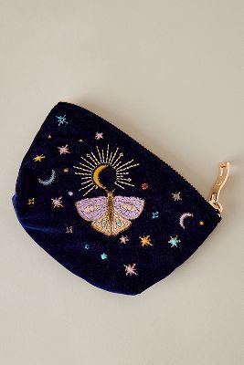 Elizabeth Scarlett Mystic Velvet Coin Purse In Blue