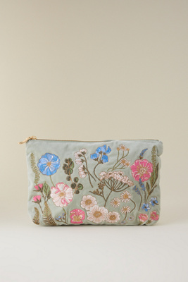 Pochette en Velours Brodé Fleurs Pressées chez Anthropologie - Elizabeth Scarlett - Modalova