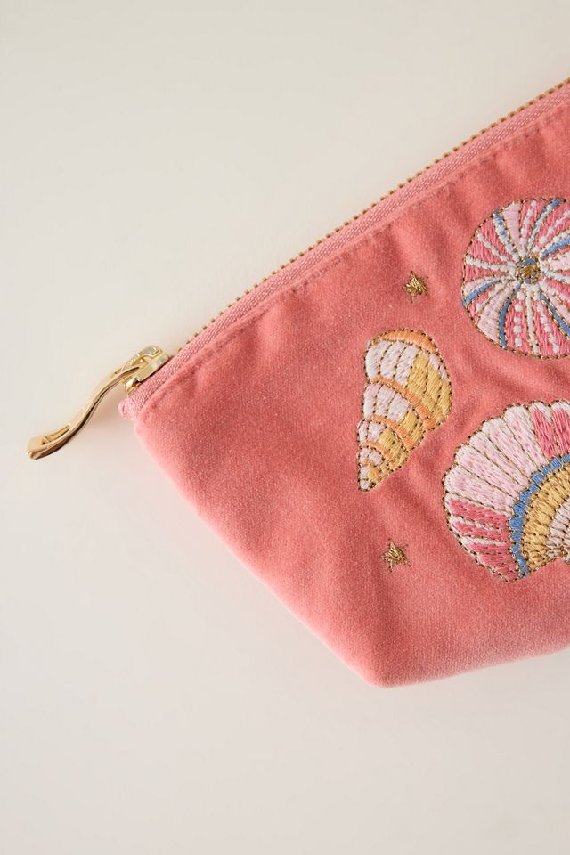 Porte-monnaie en velours brodé de coquillages Elizabeth Scarlett #1