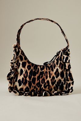 90 s Frill Leopard Print Shoulder Bag
