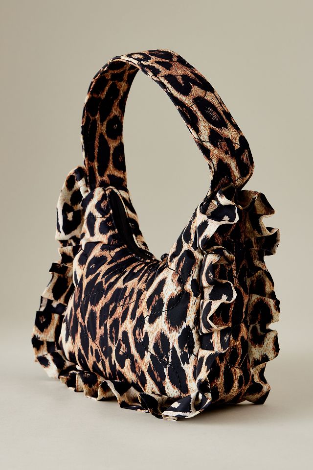 90 s Frill Leopard Print Shoulder Bag