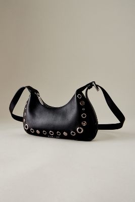 Charles & Keith Eyelet Faux-leather Crossbody Belt Bag In Black