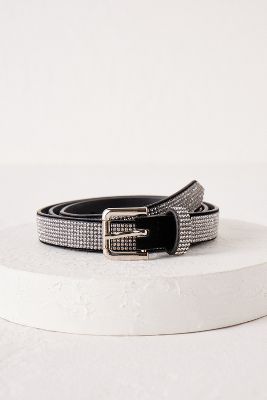 Becksondergaard Glim Rhinestone Faux Leather Belt In Grey