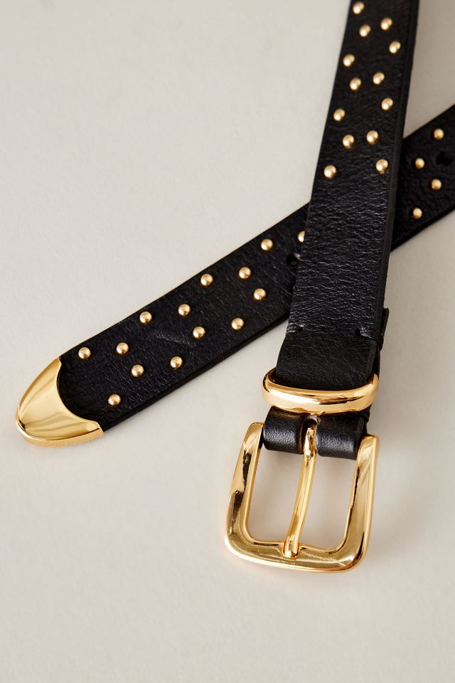 Gold Studded Leather Buckle Belt | Anthropologie UK display picture 1