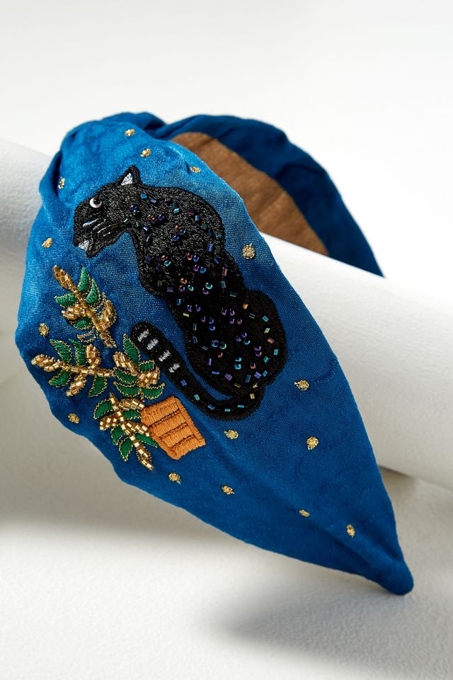 Embroidered-Embellished Satin Headband #2