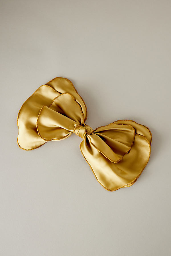 Anthropologie Silky Bow Barrette Hair Clip In Yellow